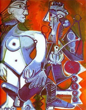 Femme nue et fumeur 1968 cubisme Pablo Picasso Peinture à l'huile